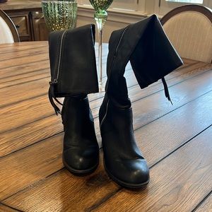 Black knee high leather boots